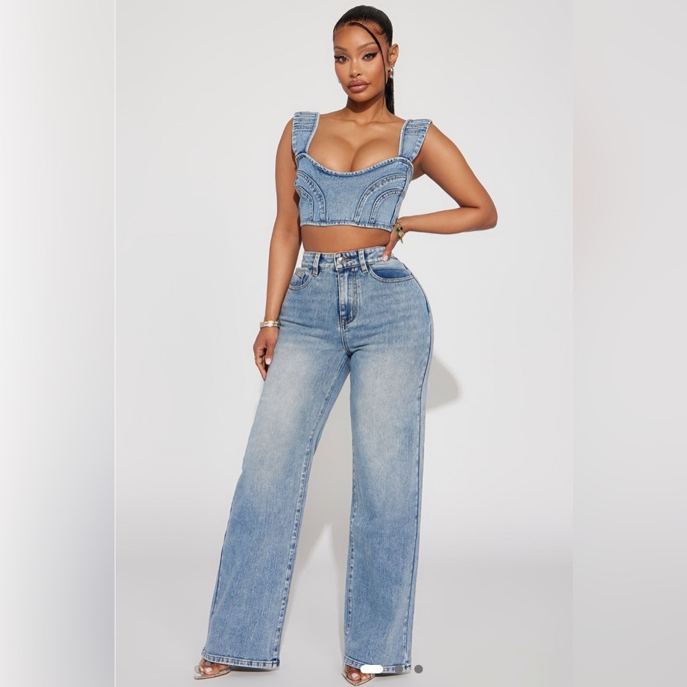 Don’t chase denim pant set FASHION NOVA